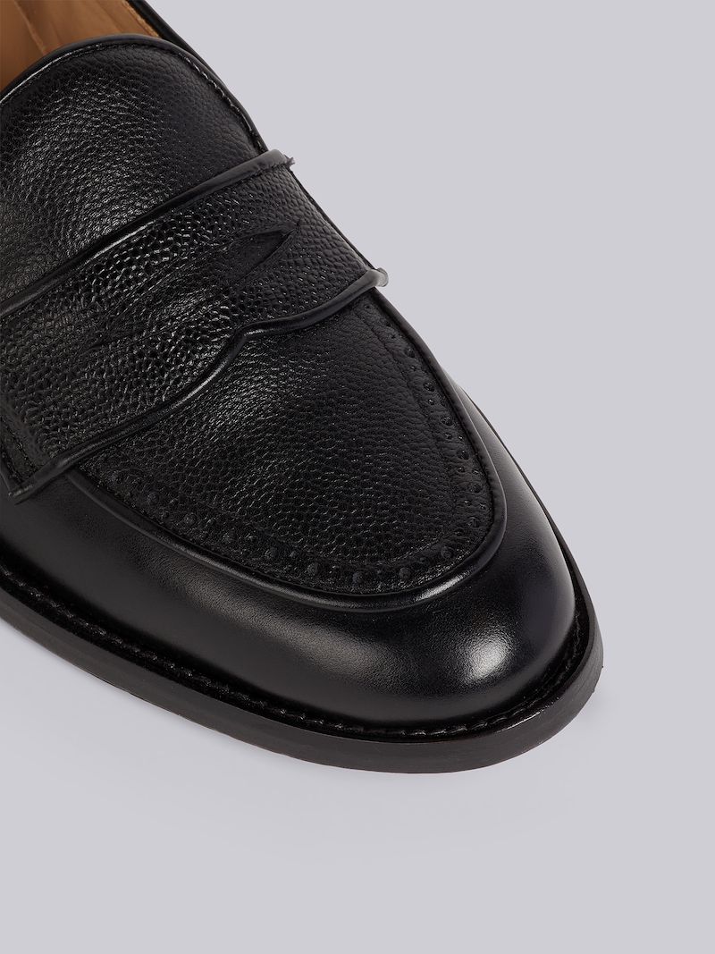 Black Vitello Calf Leather Flexible Leather Sole Soft Penny Loafer