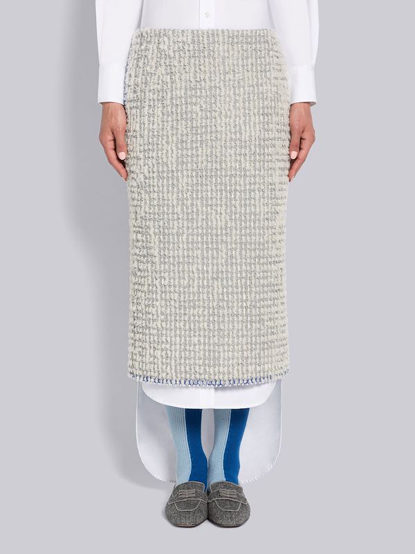 Blanket Stitch Tweed Low Rise Pencil Skirt