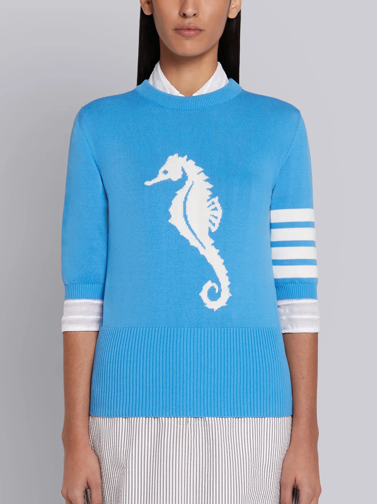 Sea Horse Intarsia Tee|Thom Browne