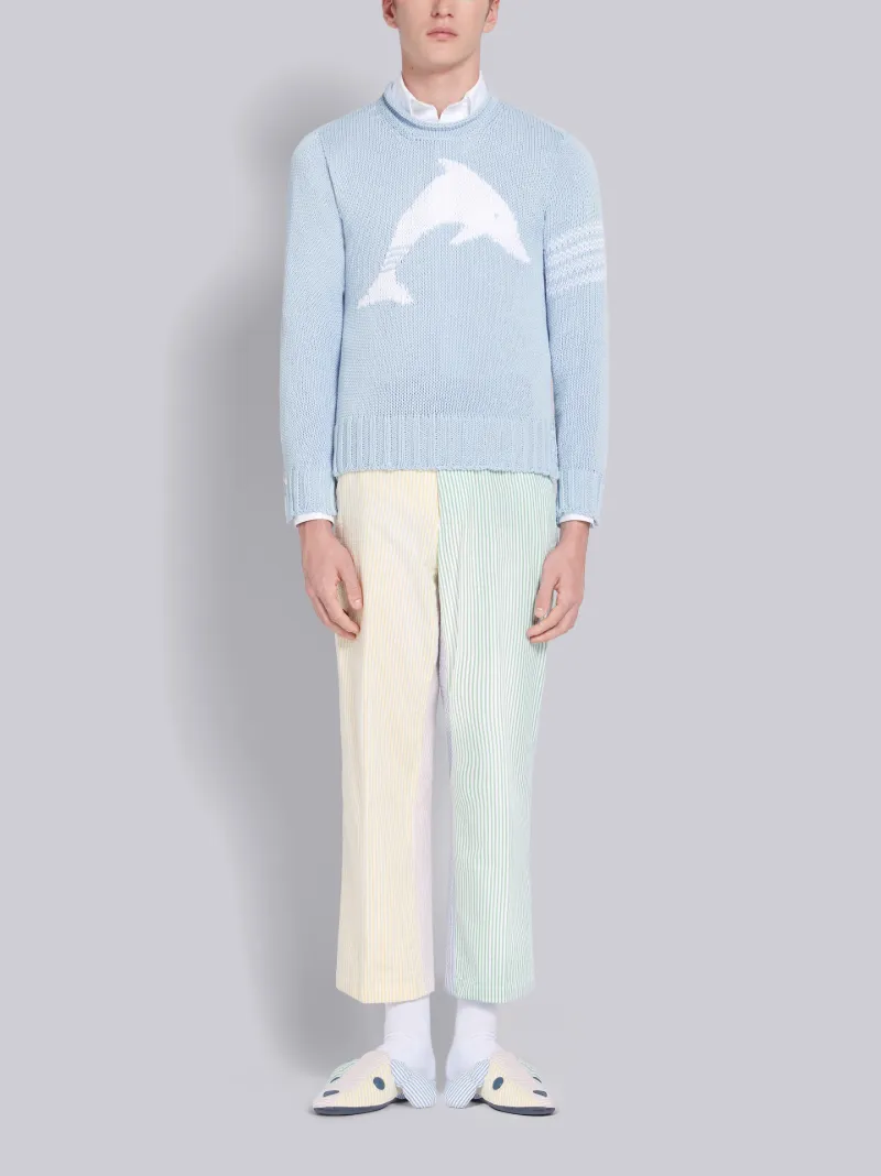 Blue Cotton Dolphin Intarisa Crewneck 4-Bar Pullover