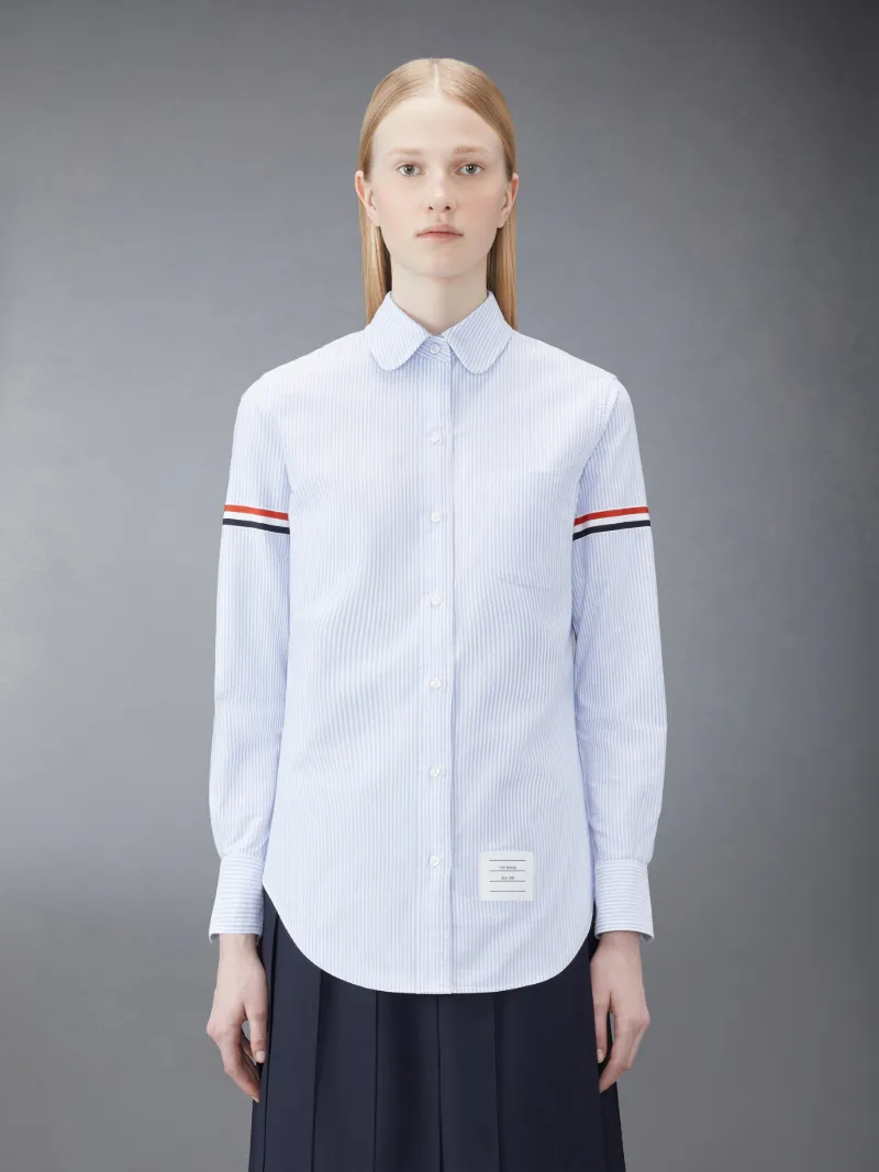 Blue University Stripe Oxford Grosgrain Armband Long Sleeve Shirt Blue University Stripe Oxford Grosgrain Armband Long Sleeve Shirt