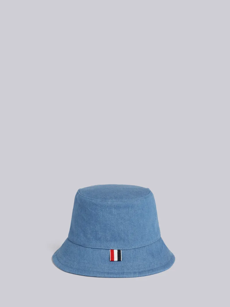 Blue Washed Denim 4-Bar Classic Bucket Hat