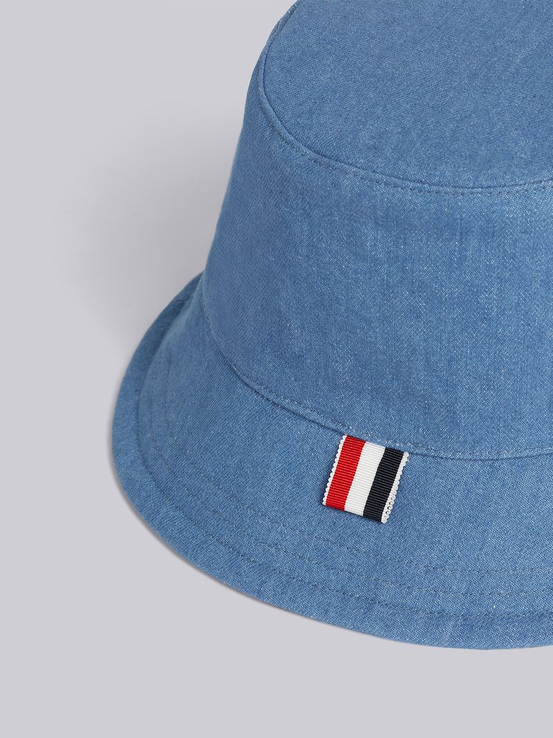 Blue Washed Denim 4-Bar Classic Bucket Hat