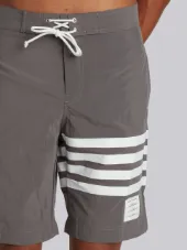 Board Short With Printed 4-Bar In Grey Brushed Finish Swim Tech