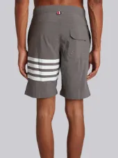 Board Short With Printed 4-Bar In Grey Brushed Finish Swim Tech