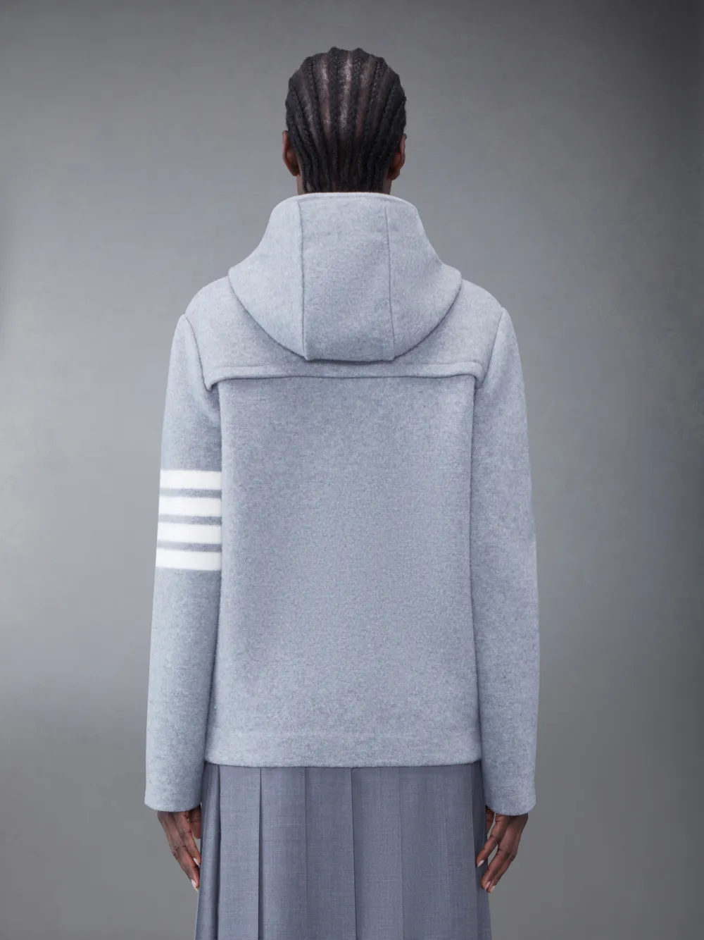 Boiled Wool 4-Bar Hooded Duffle Jacket | Thom Browne Boiled Wool 4-Bar Hooded Duffle Jacket | Thom Browne