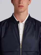 Bomber With Vents And Mesh Center Back Stripe In Ripstop