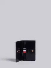 Business Card Holder With Red, White And Blue Printed Stripe In Calf Leather
