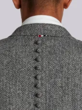 Button Back Classic Chesterfield Overcoat In Herringbone Harris Tweed
