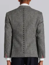 Button Back Classic Sport Coat In Herringbone Harris Tweed