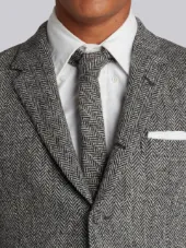 Button Back Classic Sport Coat In Herringbone Harris Tweed