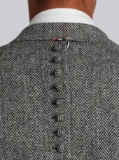 Button Back Classic Sport Coat In Herringbone Harris Tweed