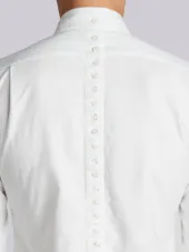 Button Back Long Sleeve Shirt In White Oxford