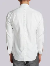 Button Back Long Sleeve Shirt In White Oxford