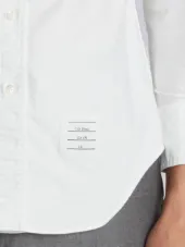 Button Back Long Sleeve Shirt In White Oxford