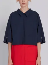 Button Back Polo Shirt In Salt Shrink Cotton