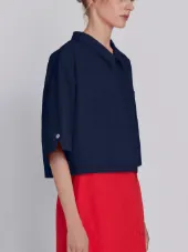 Button Back Polo Shirt In Salt Shrink Cotton
