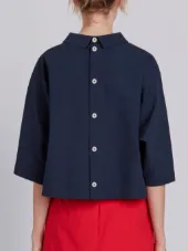 Button Back Polo Shirt In Salt Shrink Cotton