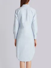 Button Down Knee Length Shirt Dress with Grosgrain Placket