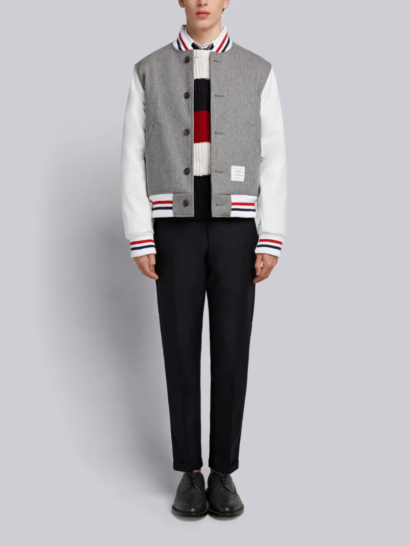 Button Front Melton Wool Varsity Jacket | Thom Browne