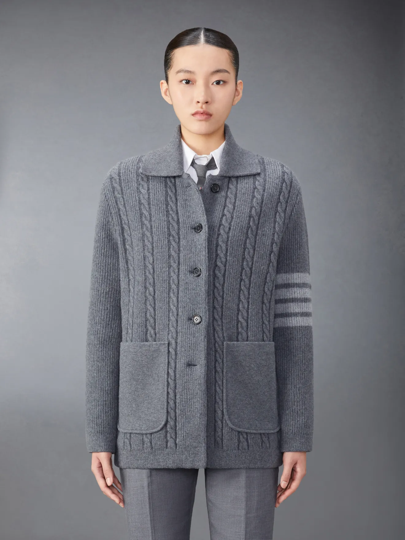 cable-knit bomber jacket | Thom Browne