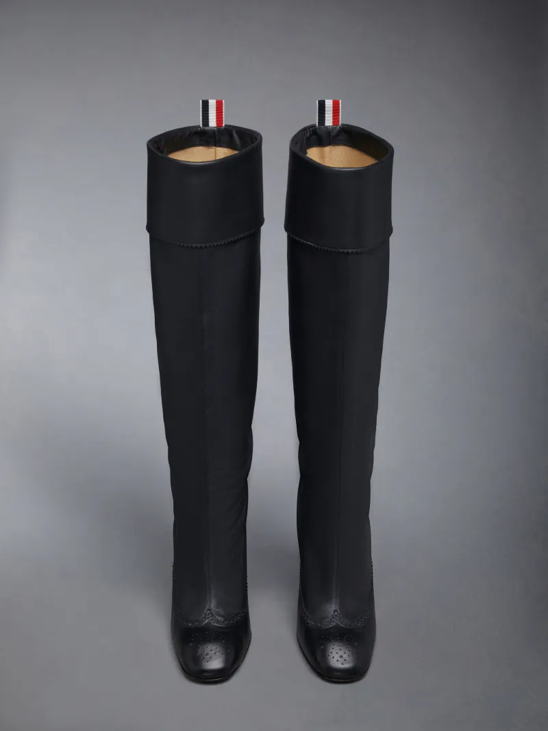 Brogue knee high clearance boots