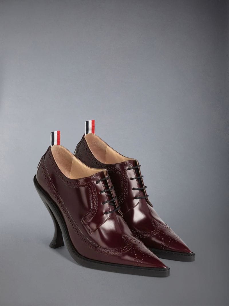 Calf Leather Curved Heel Longwing Brogue