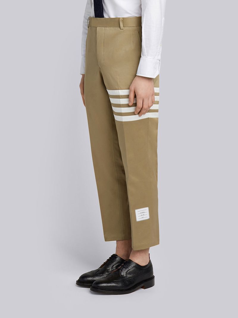 Camel Cotton Twill Knit Seamed 4-bar Unconstructed Chino Trouser