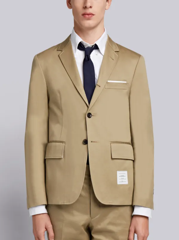 Camel Cotton Unconstructed Single Breasted 4-Bar Classic Jacket 
