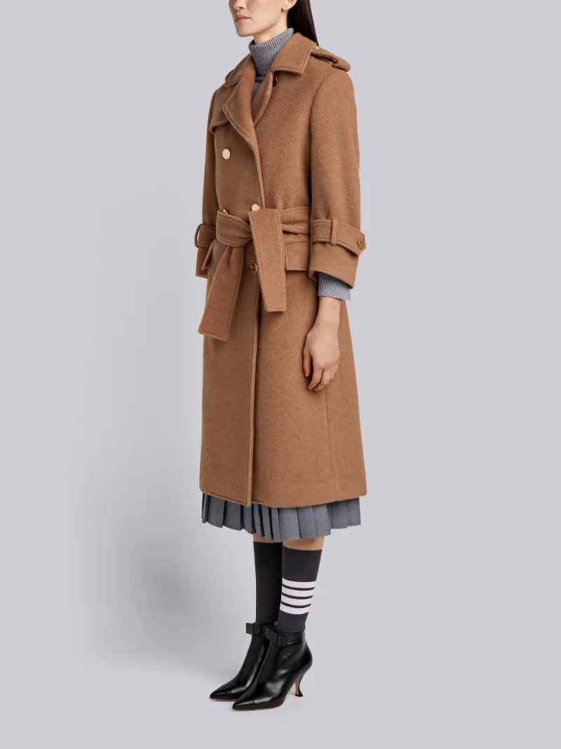 camel double breasted trench coat