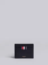 Card Holder With Note Compartment In Black Pebble Grain