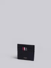 Card Holder With Note Compartment In Black Pebble Grain