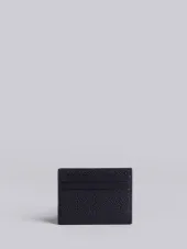 Card Holder With Note Compartment In Black Pebble Grain