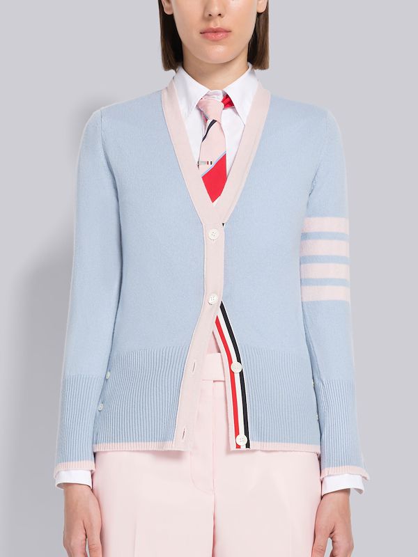 Cashmere 4-Bar V-neck Cardigan
