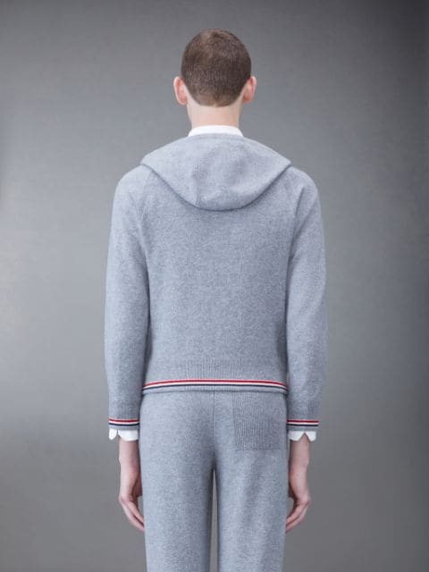 4 Bar Zip Up Cashmere Hoodie Thom Browne