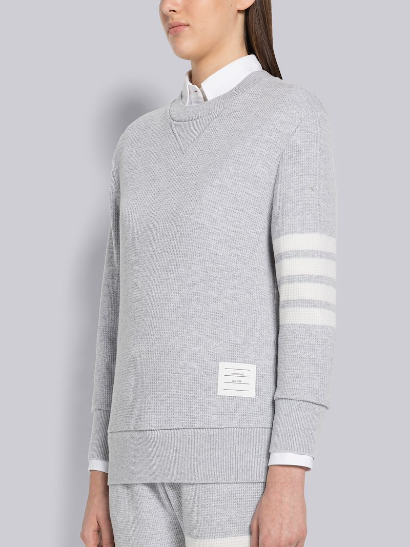 Cashmere Wool Waffle 4-Bar Pullover Sweatshirt 