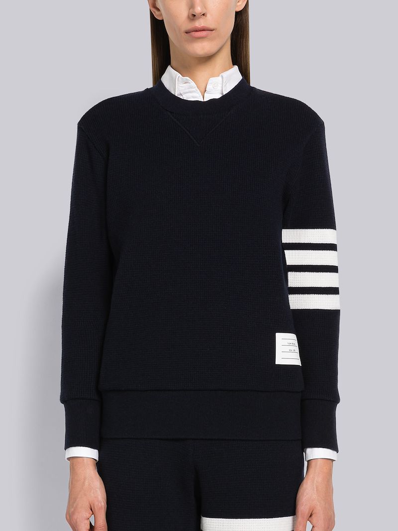 Cashmere Wool Waffle 4-Bar Pullover Sweatshirt