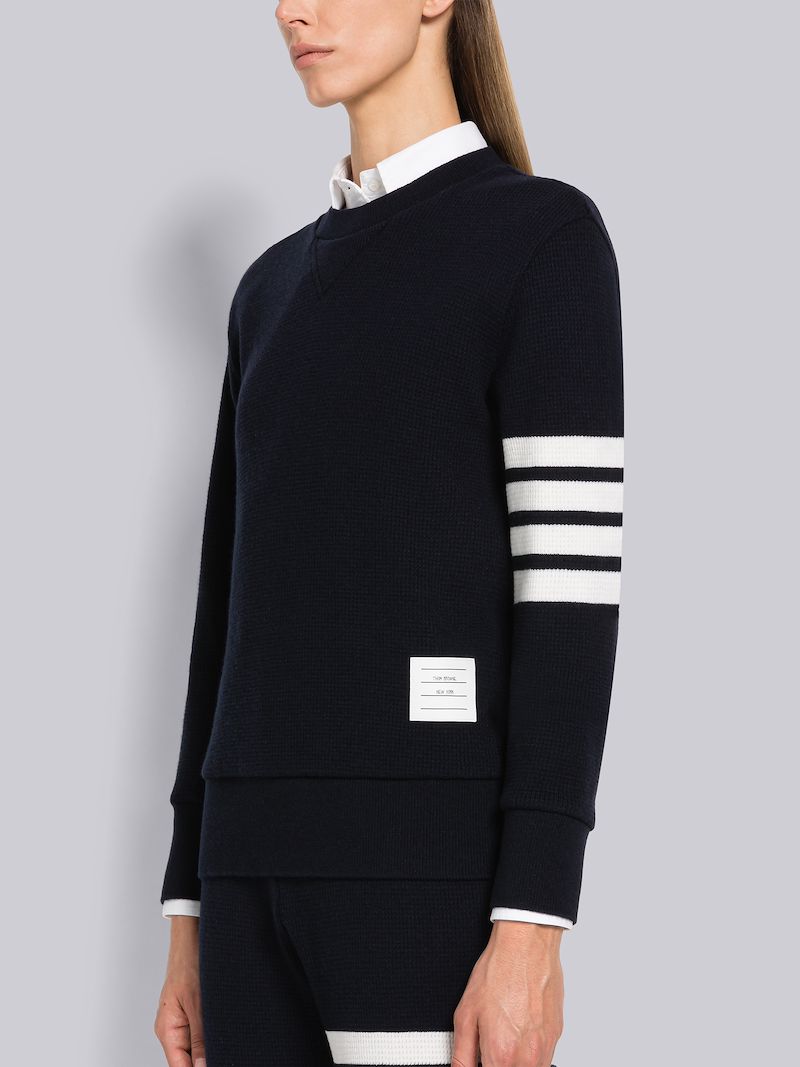 Cashmere Wool Waffle 4-Bar Pullover Sweatshirt