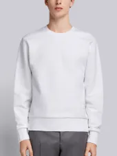 Center-Back Stripe Loopback Knit Crewneck Pullover