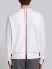 Center-Back Stripe Loopback Knit Crewneck Pullover
