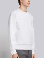 Center-Back Stripe Loopback Knit Crewneck Pullover