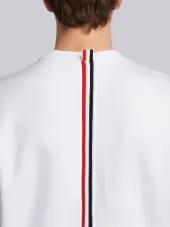 Center-Back Stripe Loopback Knit Crewneck Pullover