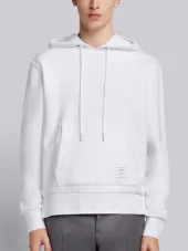 Center-Back Stripe Loopback Knit Pullover Hoodie