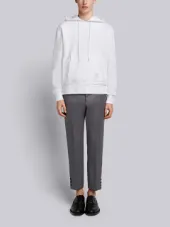 Center-Back Stripe Loopback Knit Pullover Hoodie