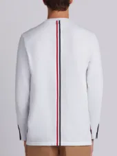 Center-Back Stripe Relaxed Fit Long Sleeve Pique Tee