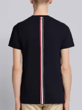 Center-Back Stripe Relaxed Fit Short Sleeve Pique Polo Tee