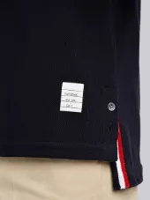 Center-Back Stripe Relaxed Fit Short Sleeve Pique Polo Tee