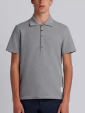 Center-Back Stripe Relaxed Fit Short Sleeve Pique Polo