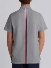 Center-Back Stripe Relaxed Fit Short Sleeve Pique Polo
