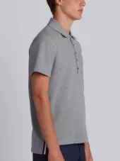 Center-Back Stripe Relaxed Fit Short Sleeve Pique Polo